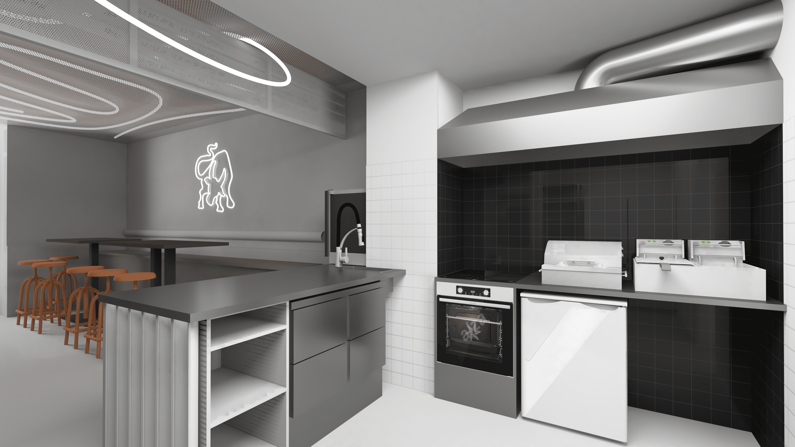 Studie interiéru Butch´s Burger v Praze 